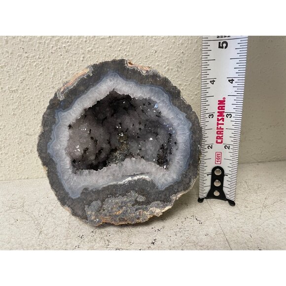 Agate Amethyst Geode Mineral Rock Half 5”X4.5” - Picture 3 of 5